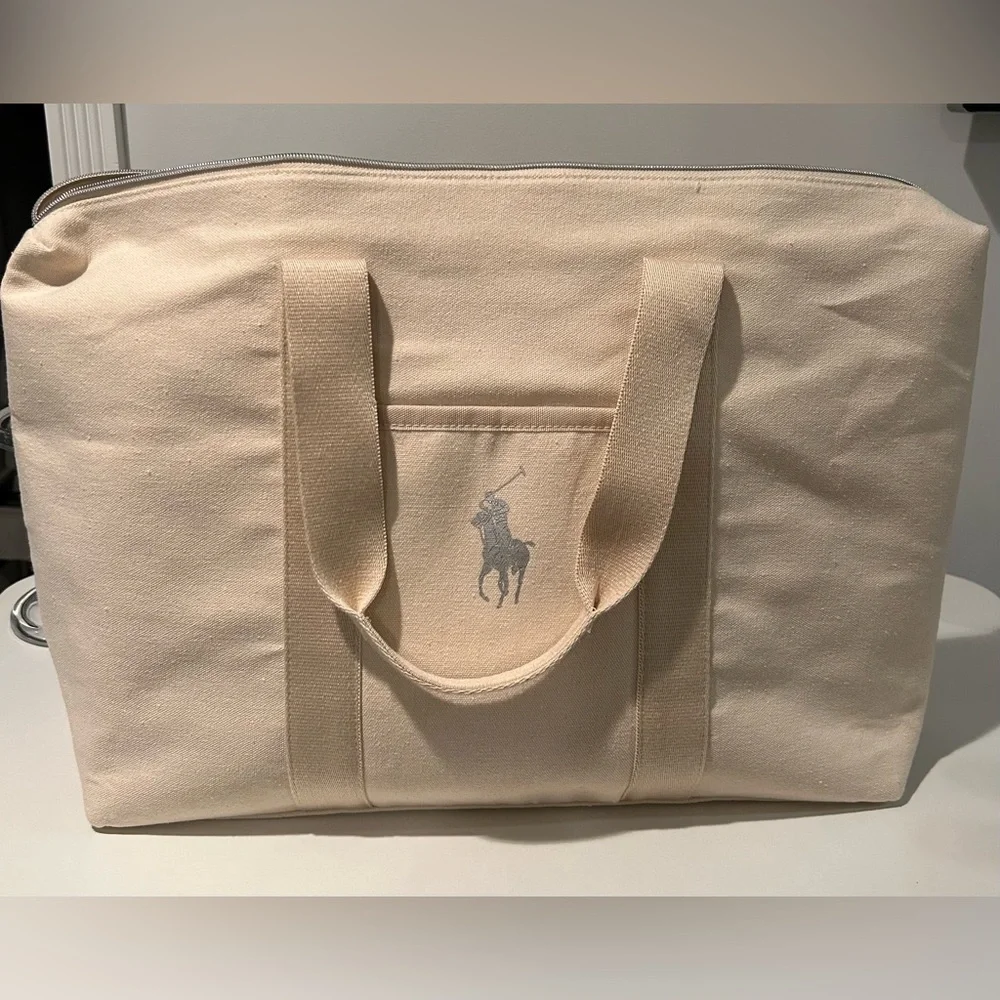 Polo by Ralph Lauren Cream Canvas Duffel Tote Bag - EUC one owner. - Picture 3 of 16